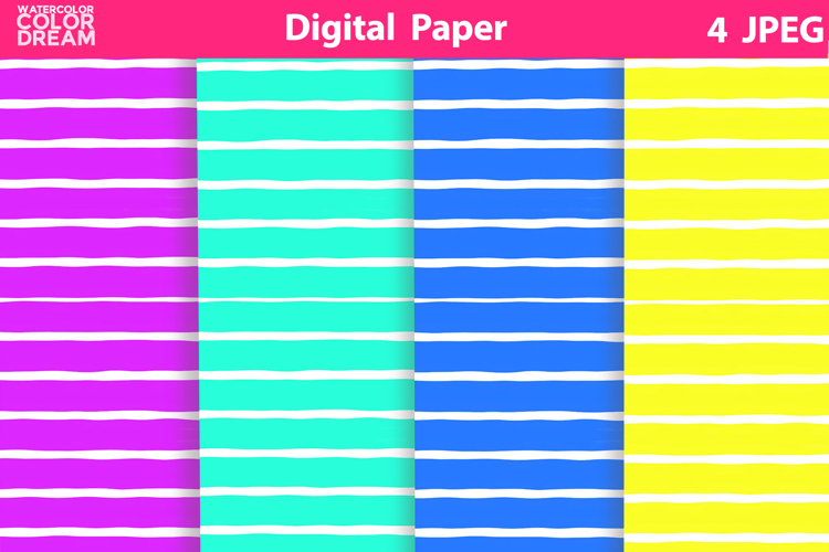 Colorful Striped Digital Paper | Bright Backgrounds