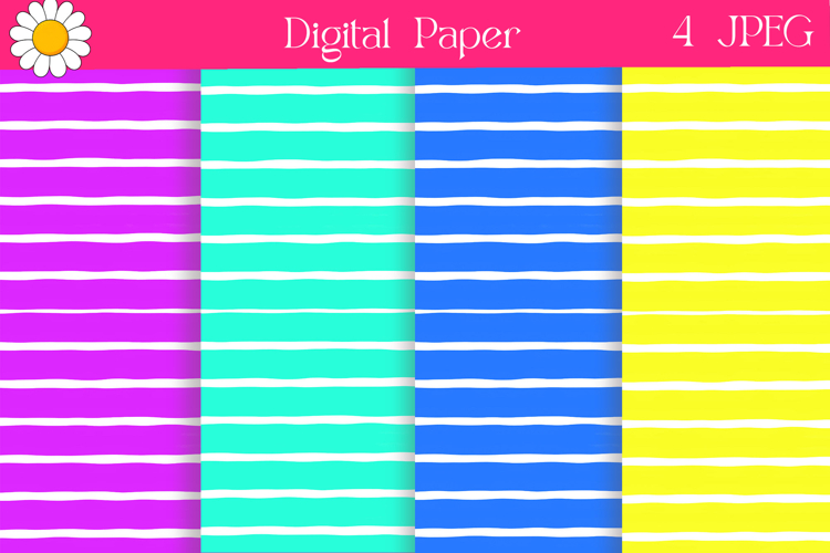 Stripe Bright Digital Paper | Summer Neon Backgrounds