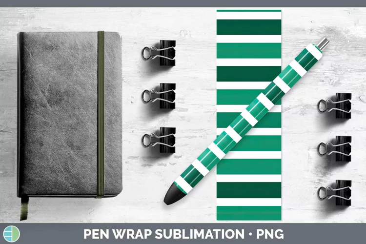 Stripes Green Pen Wrap Sublimation Epoxy Pen Designs