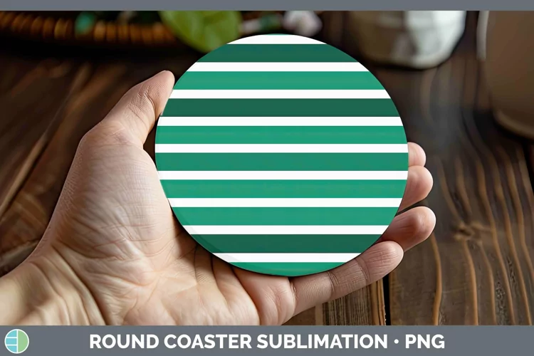 Stripes Green Round Coaster Sublimation Coaster Designs