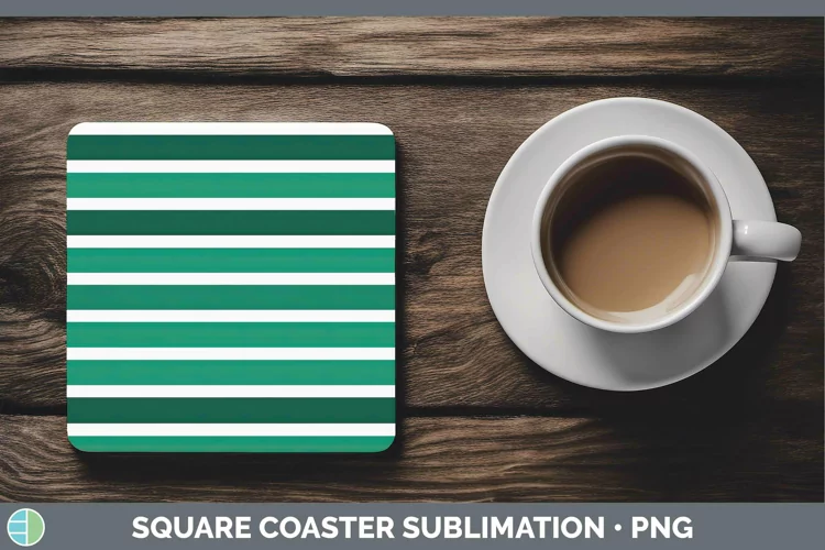 Stripes Green Square Coaster Sublimation Coaster Designs