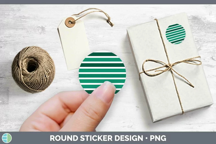 Stripes Green Stickers | Round Labels Designs