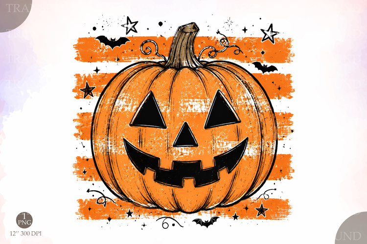 Stripes Halloween Pumpkin PNG,Trendy Halloween Design