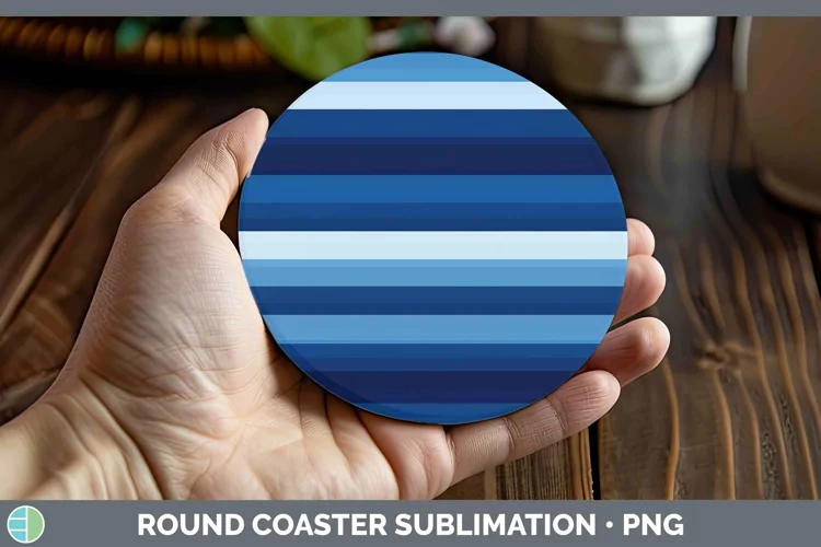 Stripes Indigo Round Coaster Sublimation Coaster Designs