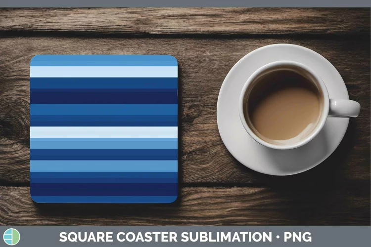 Stripes Indigo Square Coaster Sublimation Coaster Designs