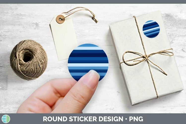 Stripes Indigo Stickers | Round Labels Designs