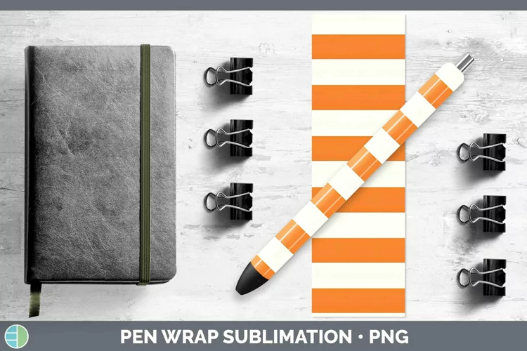 Stripes Orange Pen Wrap Sublimation Epoxy Pen Designs