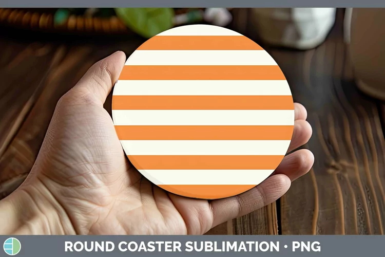 Stripes Orange Round Coaster Sublimation Coaster Designs