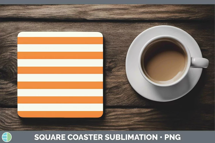 Stripes Orange Square Coaster Sublimation Coaster Designs