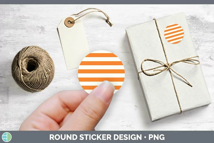 Stripes Orange Stickers | Round Labels Designs