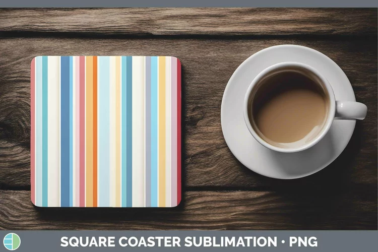 Stripes Rainbow Square Coaster Sublimation Coaster Designs