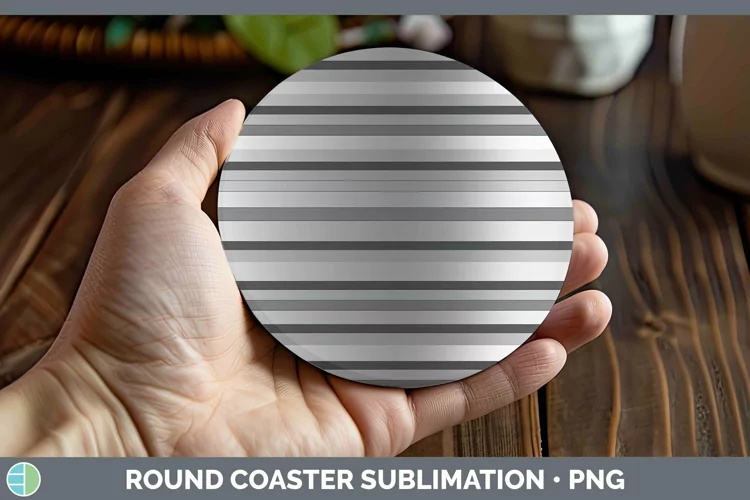 Stripes Silver Round Coaster Sublimation Coaster Designs