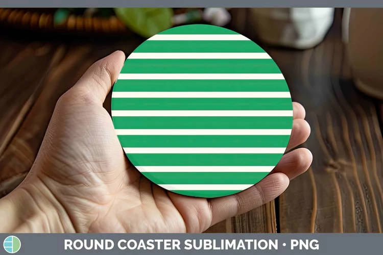 Stripes Spring Green Round Coaster Sublimation Coaster Desig