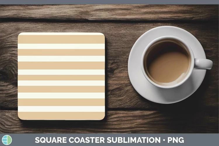 Stripes Tan Square Coaster Sublimation Coaster Designs