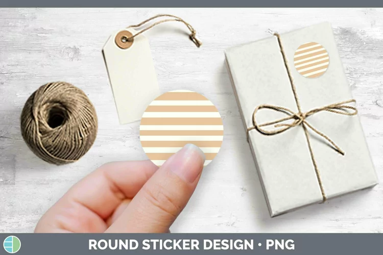 Stripes Tan Stickers | Round Labels Designs