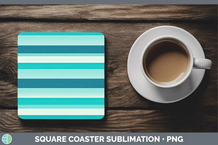 Stripes Teal Square Coaster Sublimation Coaster Designs