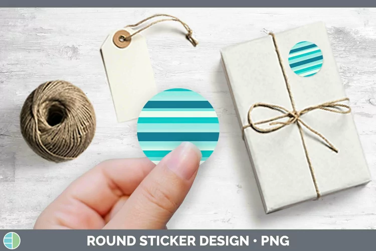 Stripes Teal Stickers | Round Labels Designs