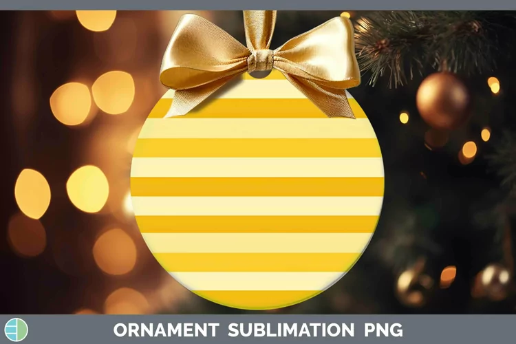 Stripes Yellow Ornament Sublimation Bauble Designs