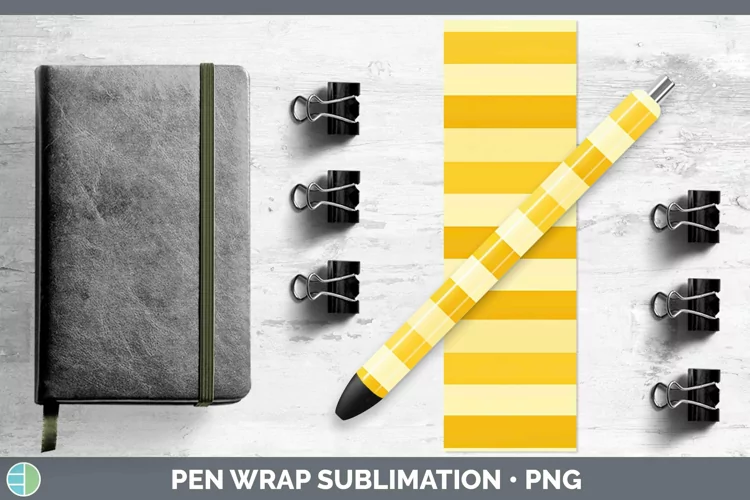 Stripes Yellow Pen Wrap Sublimation Epoxy Pen Designs