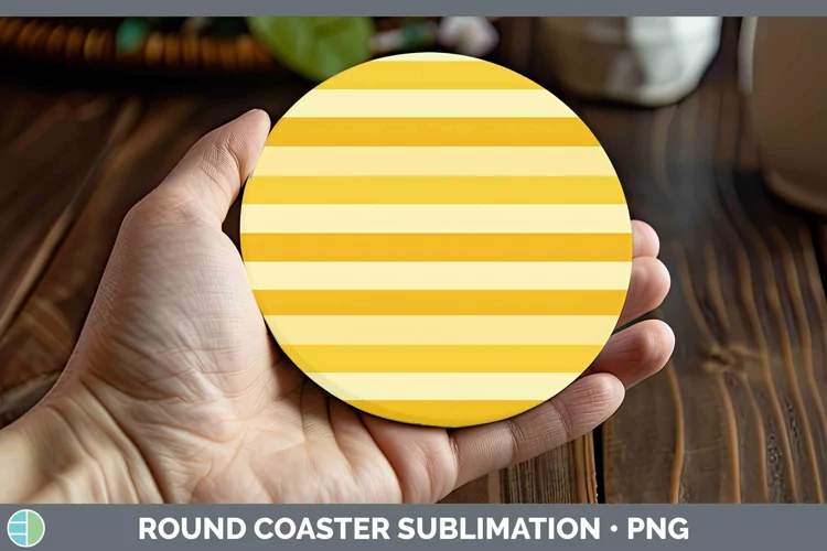 Stripes Yellow Round Coaster Sublimation Coaster Designs