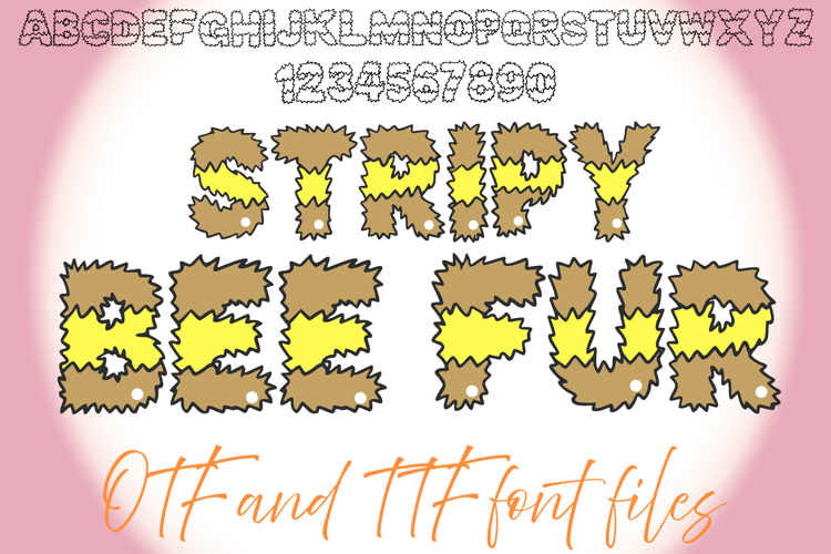 Stripy Bee Fur Lettering ABC Text Font Alphabet OTF Type