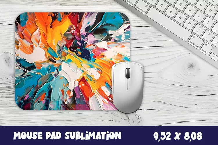 Mouse Pad PNG Abstract Multicolored watercolor Sublimation