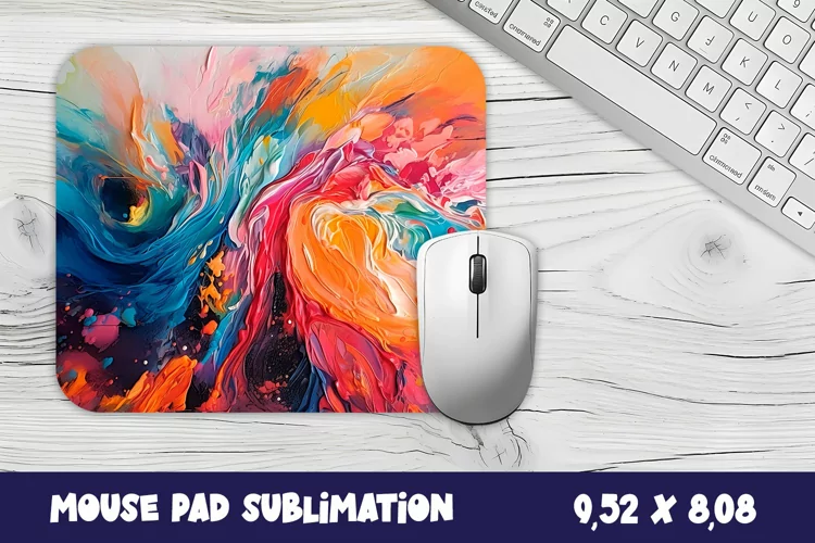 Mouse Pad PNG Abstract Multicolored watercolor Sublimation