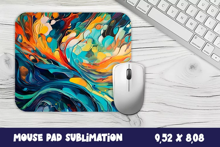 Mouse Pad PNG Abstract Multicolored watercolor Sublimation