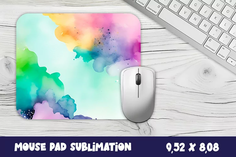 Mouse Pad PNG Abstract Multicolored watercolor Sublimation