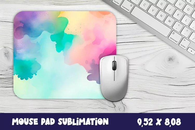Mouse Pad PNG Abstract Multicolored watercolor Sublimation