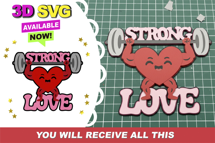 Strong Love topper 3D SVG