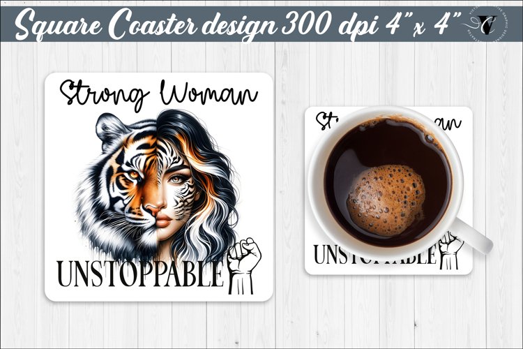 Square Coasters | Strong woman | Woman sublimation
