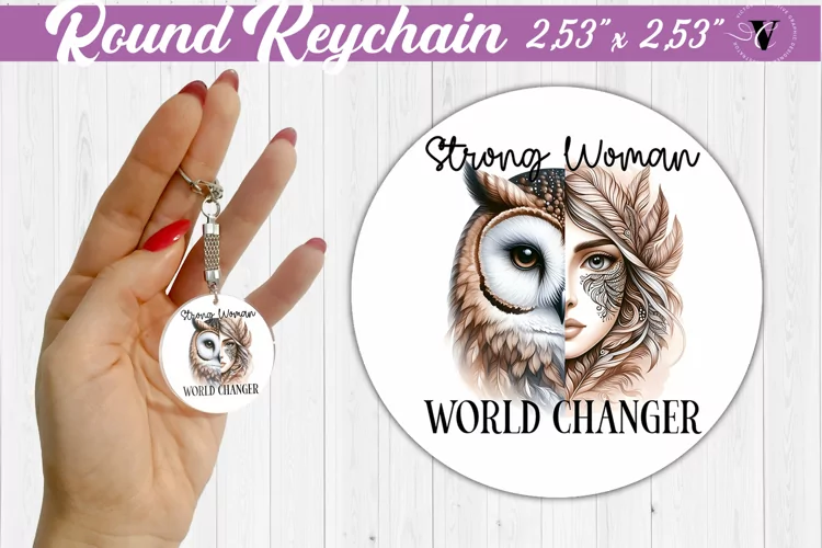 Round keychain sublimation | Strong woman