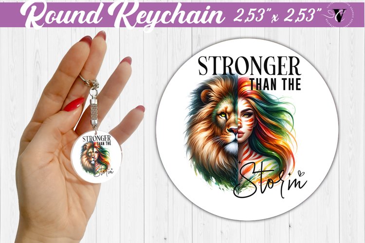Round keychain sublimation | Strong woman
