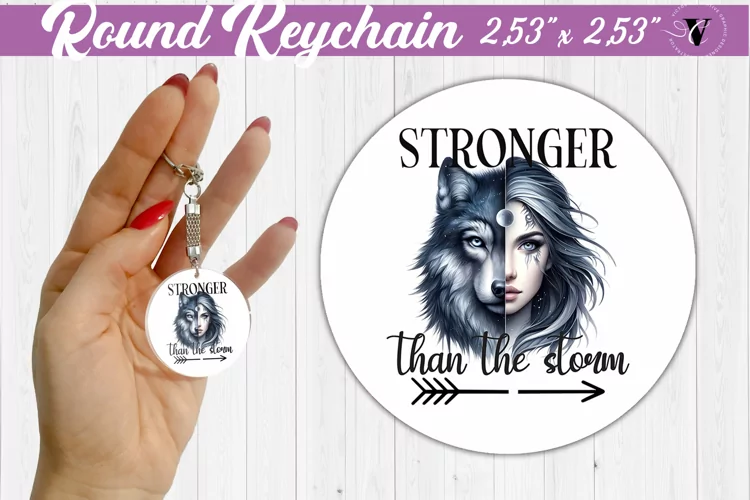 Round keychain sublimation | Strong woman