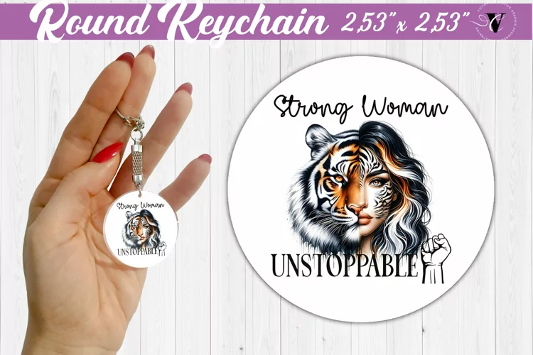 Round keychain sublimation | Strong woman