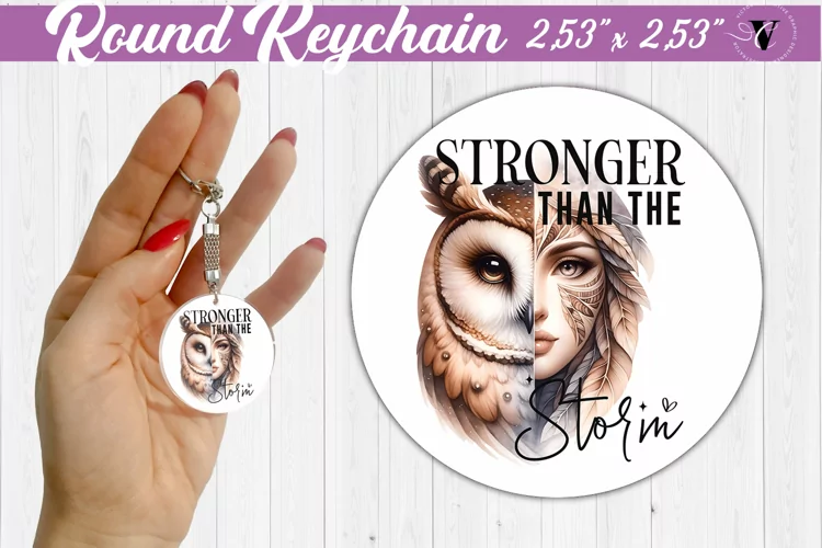 Round keychain sublimation | Strong woman