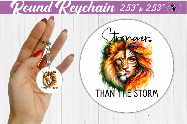 Round keychain sublimation | Strong woman