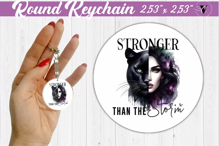Round keychain sublimation | Strong woman