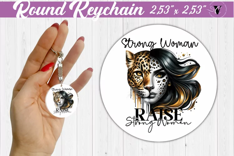 Round keychain sublimation | Strong woman