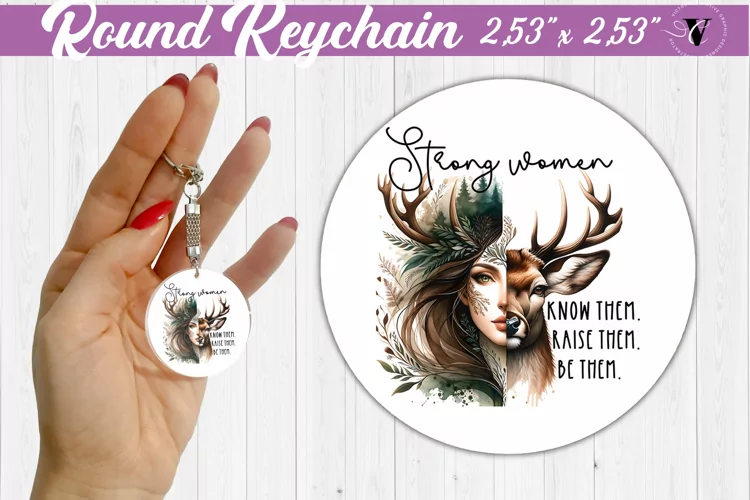 Round keychain sublimation | Strong woman