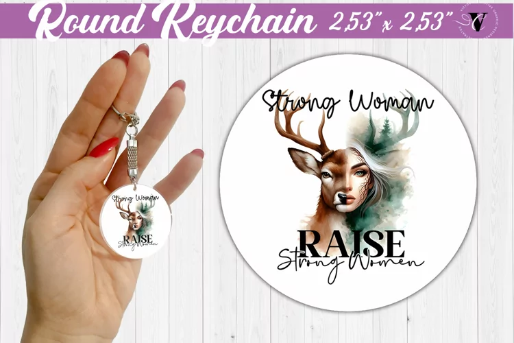 Round keychain sublimation | Strong woman