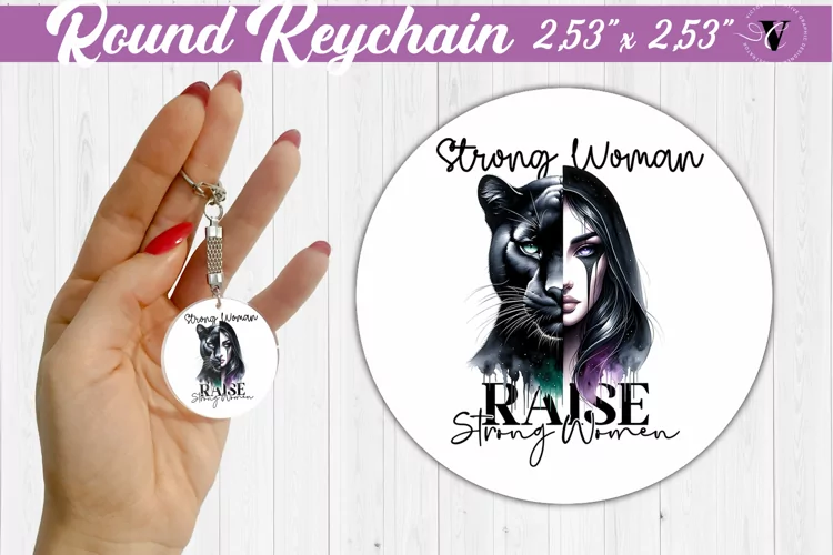 Round keychain sublimation | Strong woman