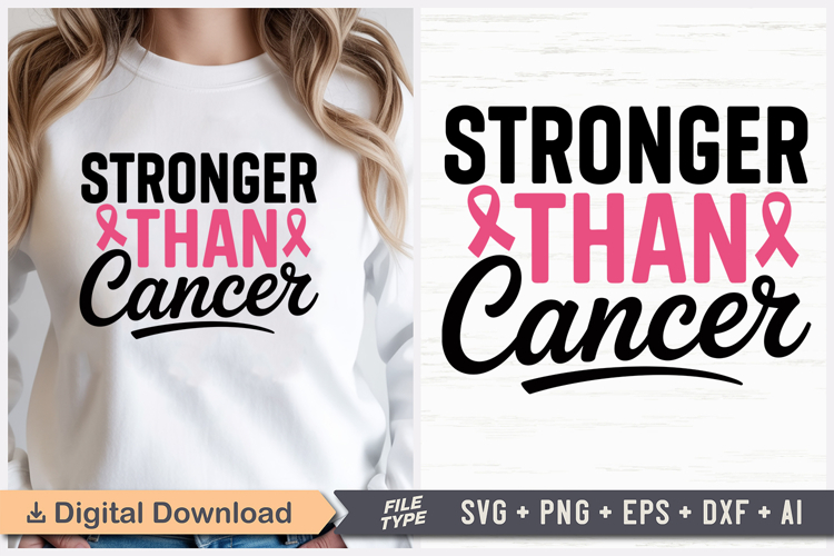Stronger Than Cancer SVG | Breast Cancer Awareness SVG