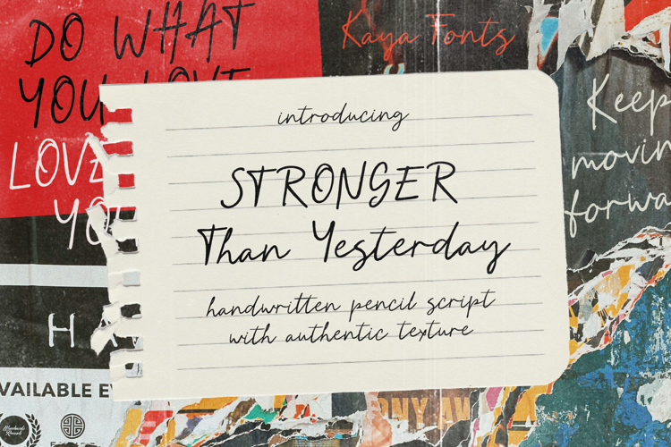 Handwritten Pencil Script Font - Stronger Than Yesterday