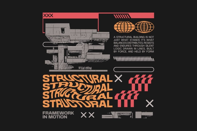 Structural Urban Maximalism T-shirt Design