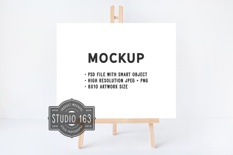 8x10 Mockup, Wood Easel Mockup, PSD JPG example image 1