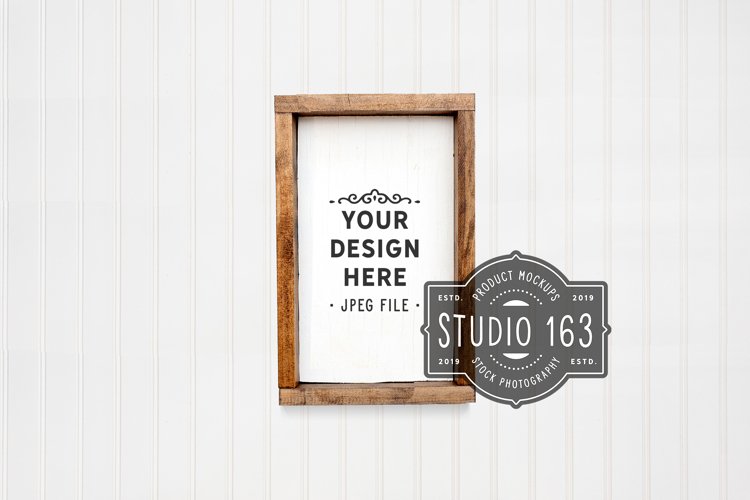 7x12 Farmhouse Sign Mockup, Square Blank Wood Frame, JPEG