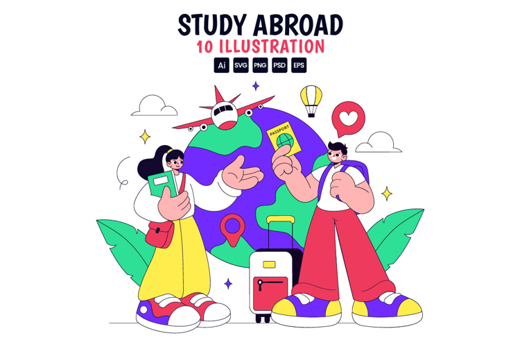 10 Study Abroad Vector Illustration example image 1