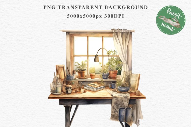 Artist Workspace Study Corner Clipart PNG Scrapbooking Art